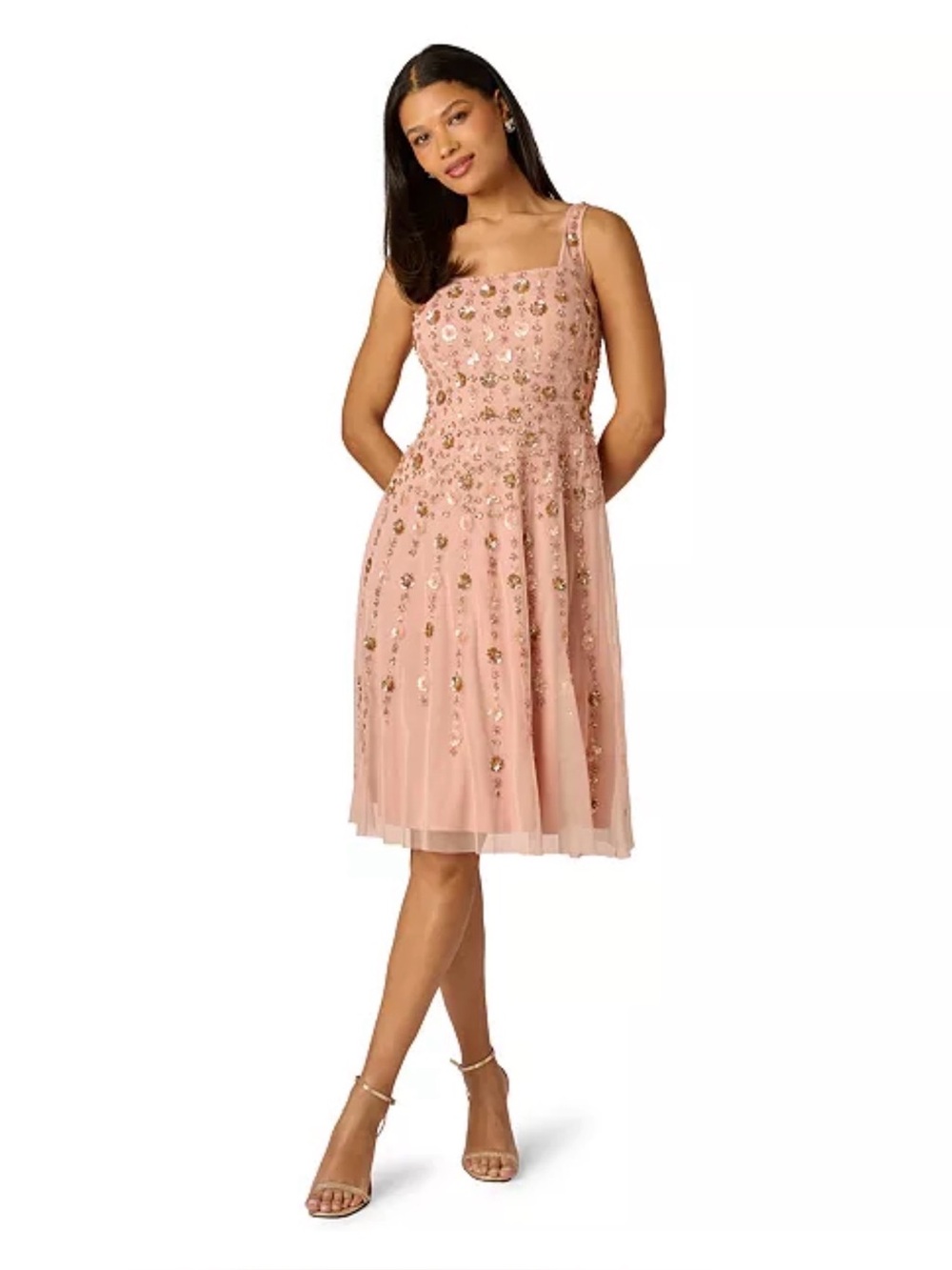 Adrianna Papell
Women's Beaded Mesh Knee-Length Dress